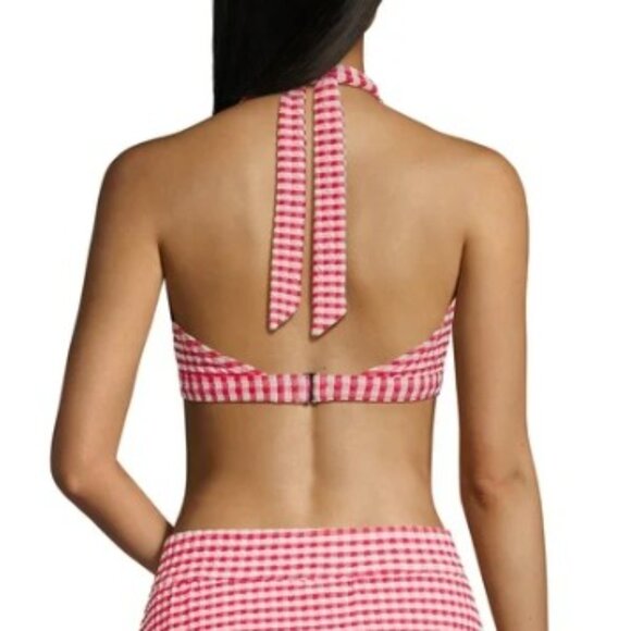 Lands' End Gingham Square Neck Halter Bikini Swim top - Size: Small Long - NWT - Picture 10 of 10